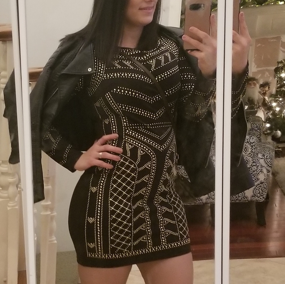 Sexy black dress with gold studs size M